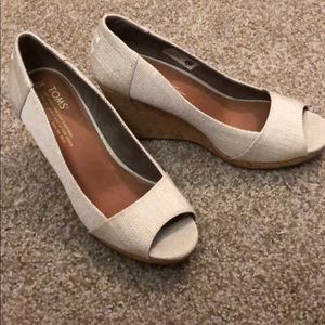 White/grey Toms wedges